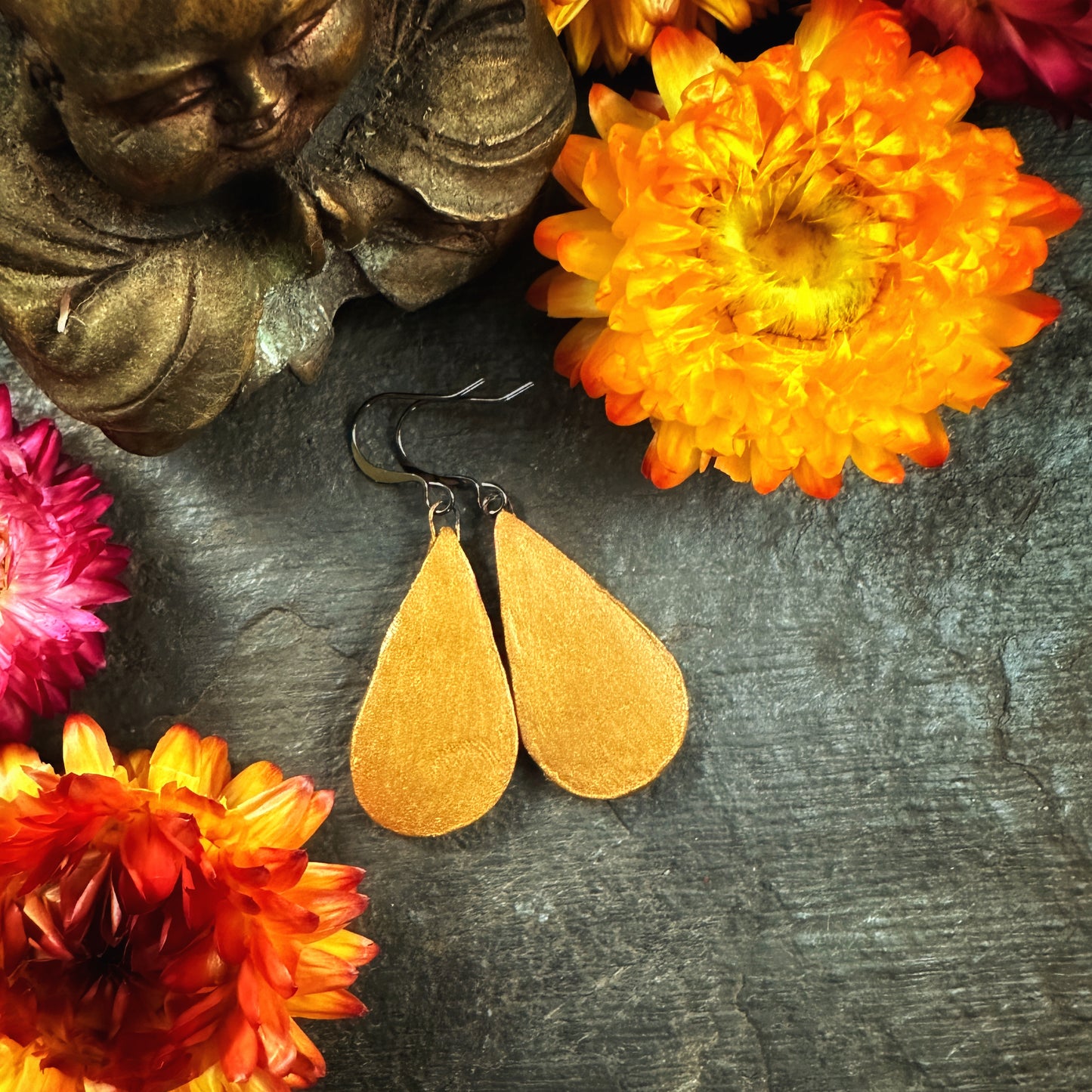 The Estrella - in crimson and amethyst - handmade ceramic teardrop earrings