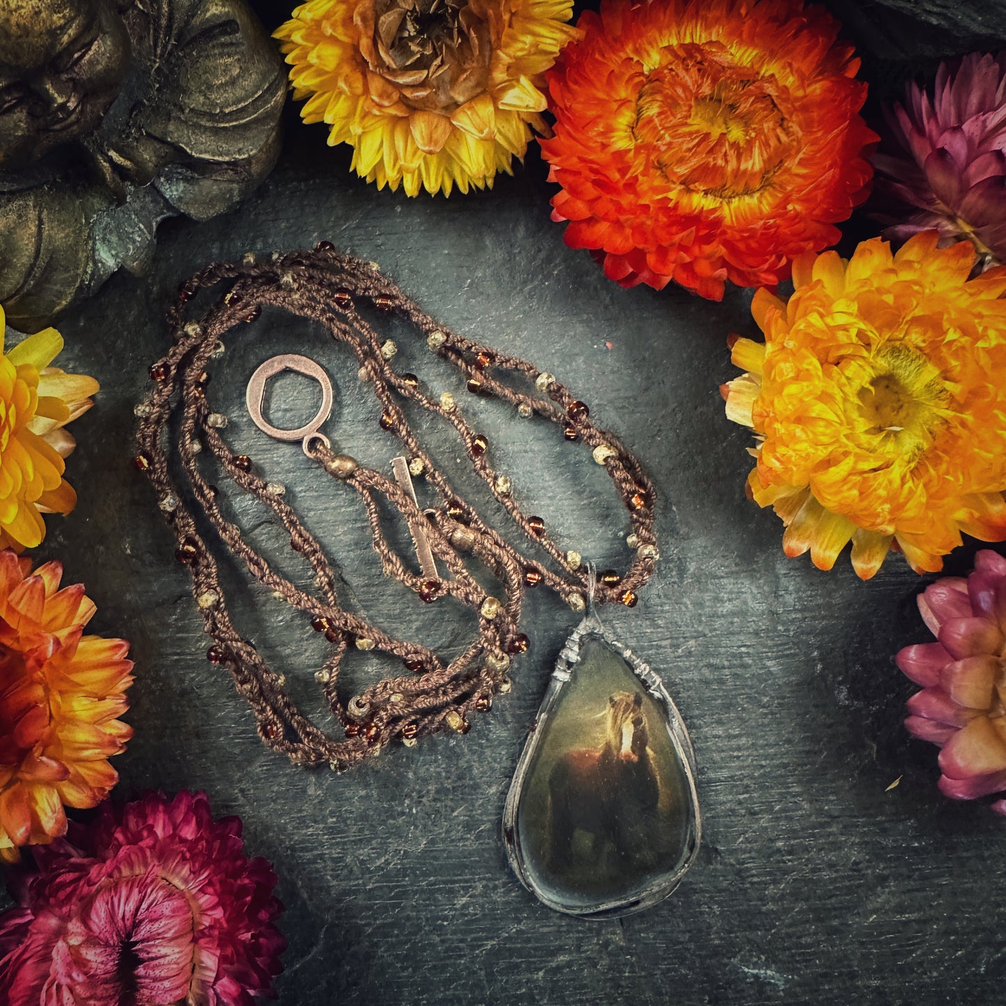 The Mare - pictorial hand-beaded crochet necklace