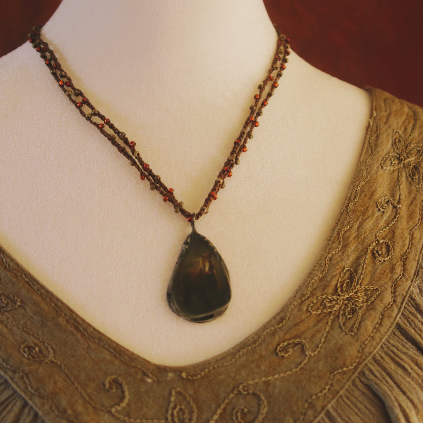 The Mare - pictorial hand-beaded crochet necklace