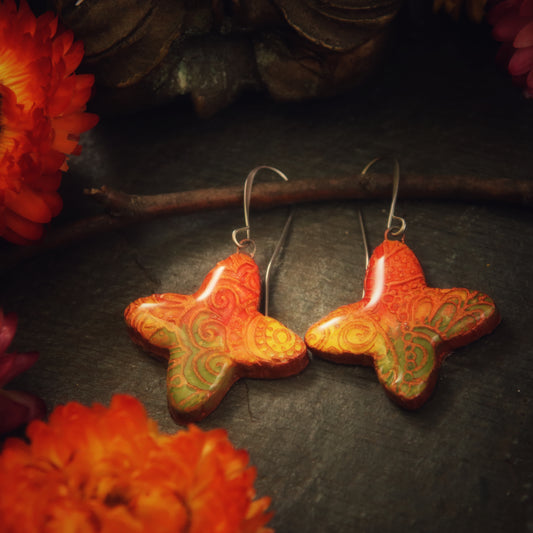 The Aurélie - in citrus- handmade ceramic quatrefoil earrings