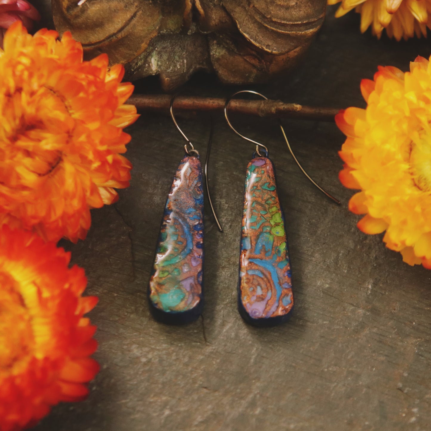 The Kamalei - in indigo and violet - handmade ceramic earrings