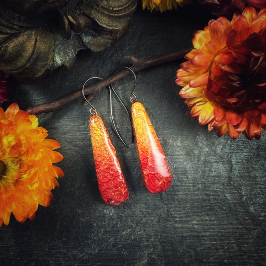 The Kamalei - in ruby and mandarin - handmade ceramic earrings